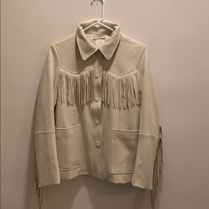 H & M Size 4 Cream Fringe Jacket